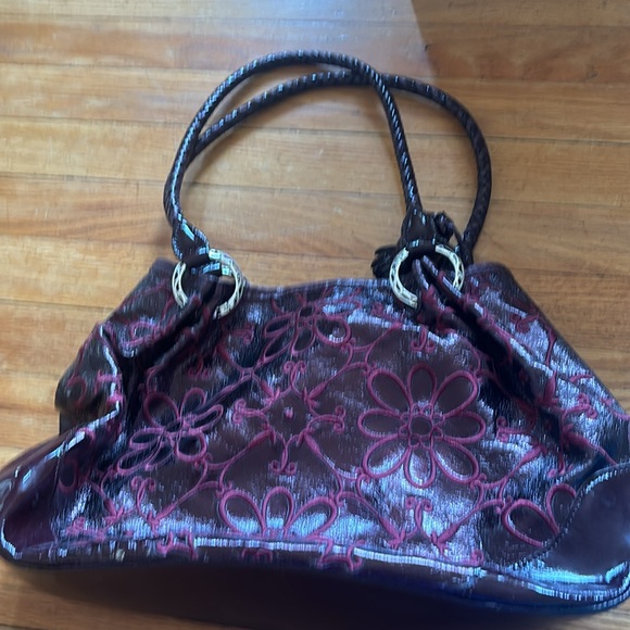 Brighton Valencia Merlot Floral Leather Bag with Box - Picture 3 of 13